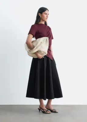 T-shirt asymétrique drapé - Bordeaux — photo 4
