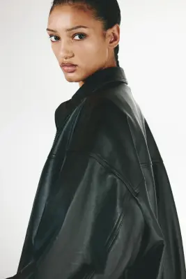 Veste en cuir - Noir — photo 3