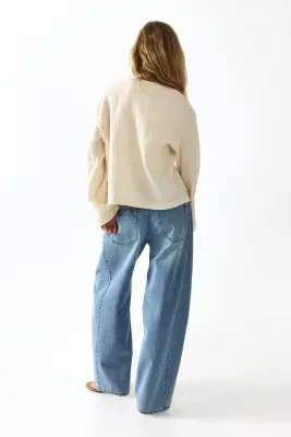 Veste à nouer en mousseline - Beige clair — photo 2