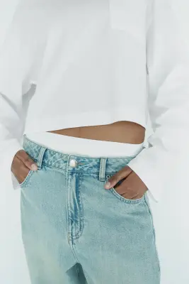 Barrel High Waist Jeans - Bleu denim clair — photo 2