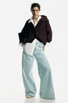 Veste oversize avec base à effet boule - Marron foncé — photo 2