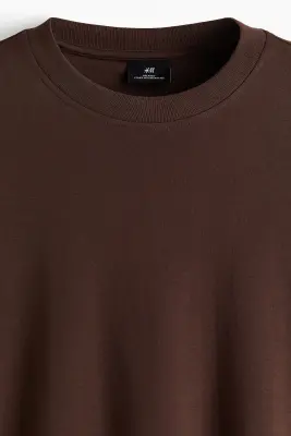 T-shirt à manches longues Relaxed Fit en interlock - Marron foncé — photo 4