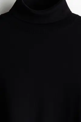 Regular Fit Fine-knit polo-neck jumper - Noir — photo 5