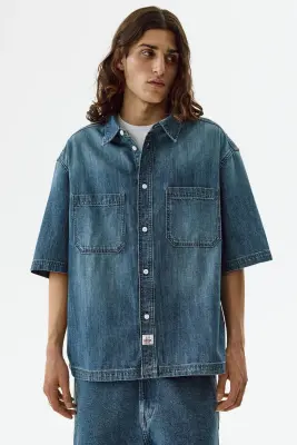 Chemise Relaxed Fit en denim - Bleu denim — photo 2