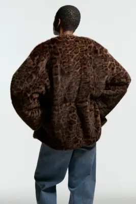 Veste oversize - Marron/imprimé léopard — photo 4