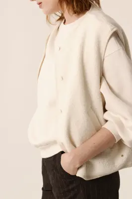 Veste maille sans manches Zlata Creme — photo 2