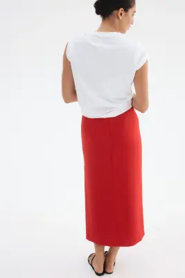 Jupe avec fente latérale - Rouge — photo 1