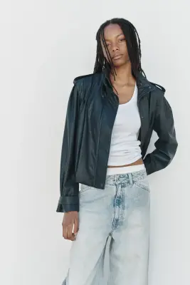 Veste oversize avec col entonnoir - Turquoise foncé — photo 2