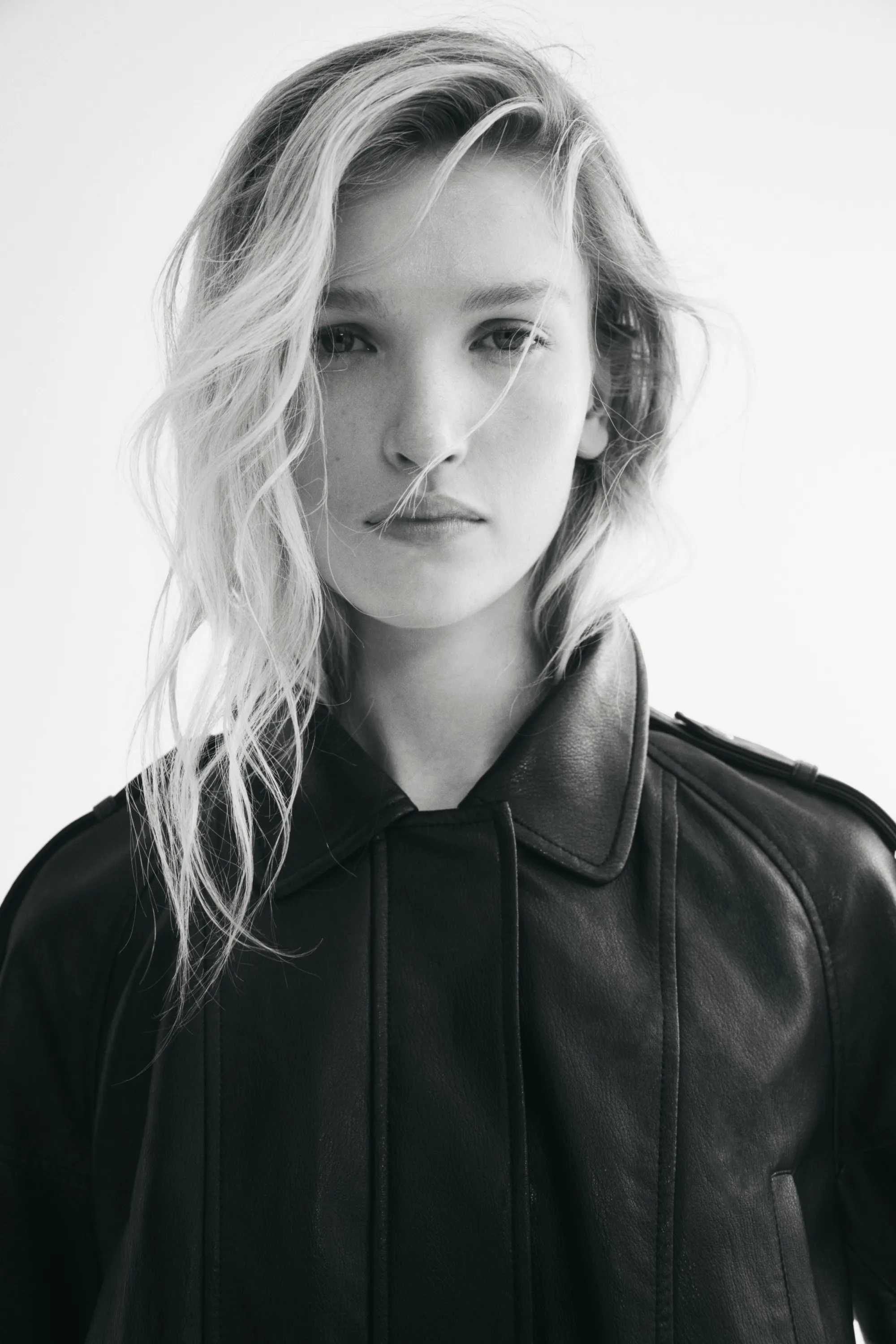 Veste en tissu enduit avec col duveteux - Noir