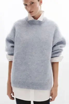 Pull oversize en mohair mélangé - Bleu ancien clair — photo 1