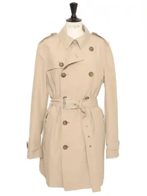 Trench ceinturé en toile beige à double boutonnière Prix boutique 650€ Taille M — photo 1