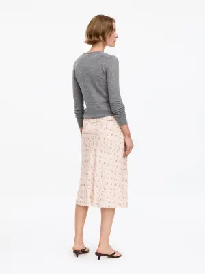 Jupe en soie longueur genou - Rose poudré — photo 2