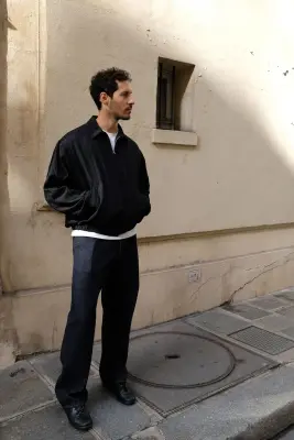 Kaptain Sunshine – Wool Stripe Zip Blouson	KS26FJK21 – BLACK