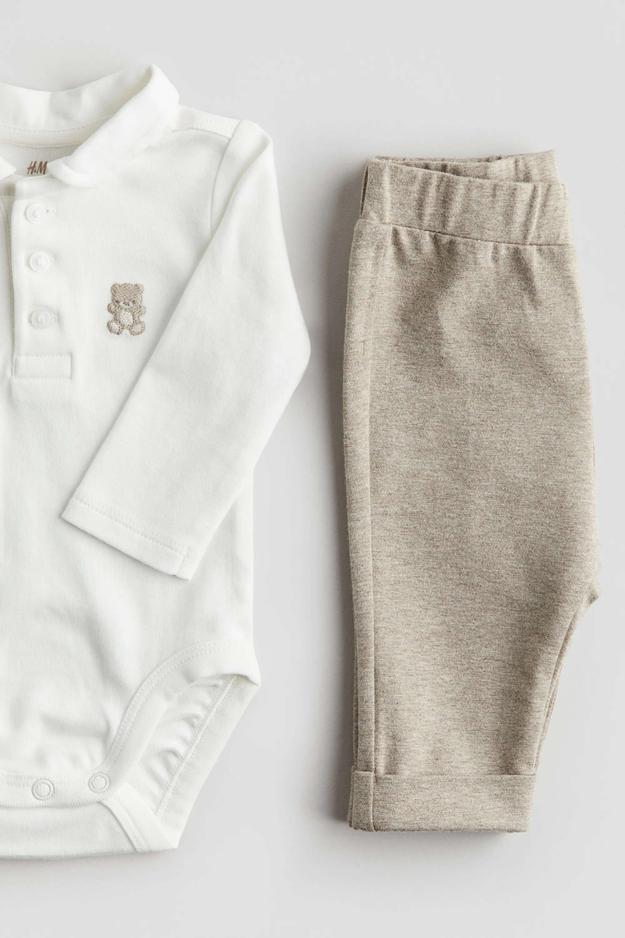 Ensemble 2 pièces avec body et pantalon - Blanc/nounours