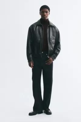 Regular Fit Fine-knit polo-neck jumper - Marron foncé — photo 1