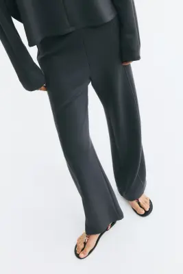 Pantalon en scuba avec taille élastique - Gris foncé — photo 1