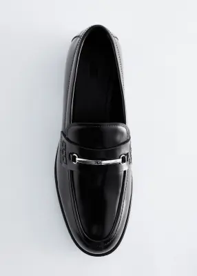 Mocassins en cuir à détails mors - Noir — photo 3