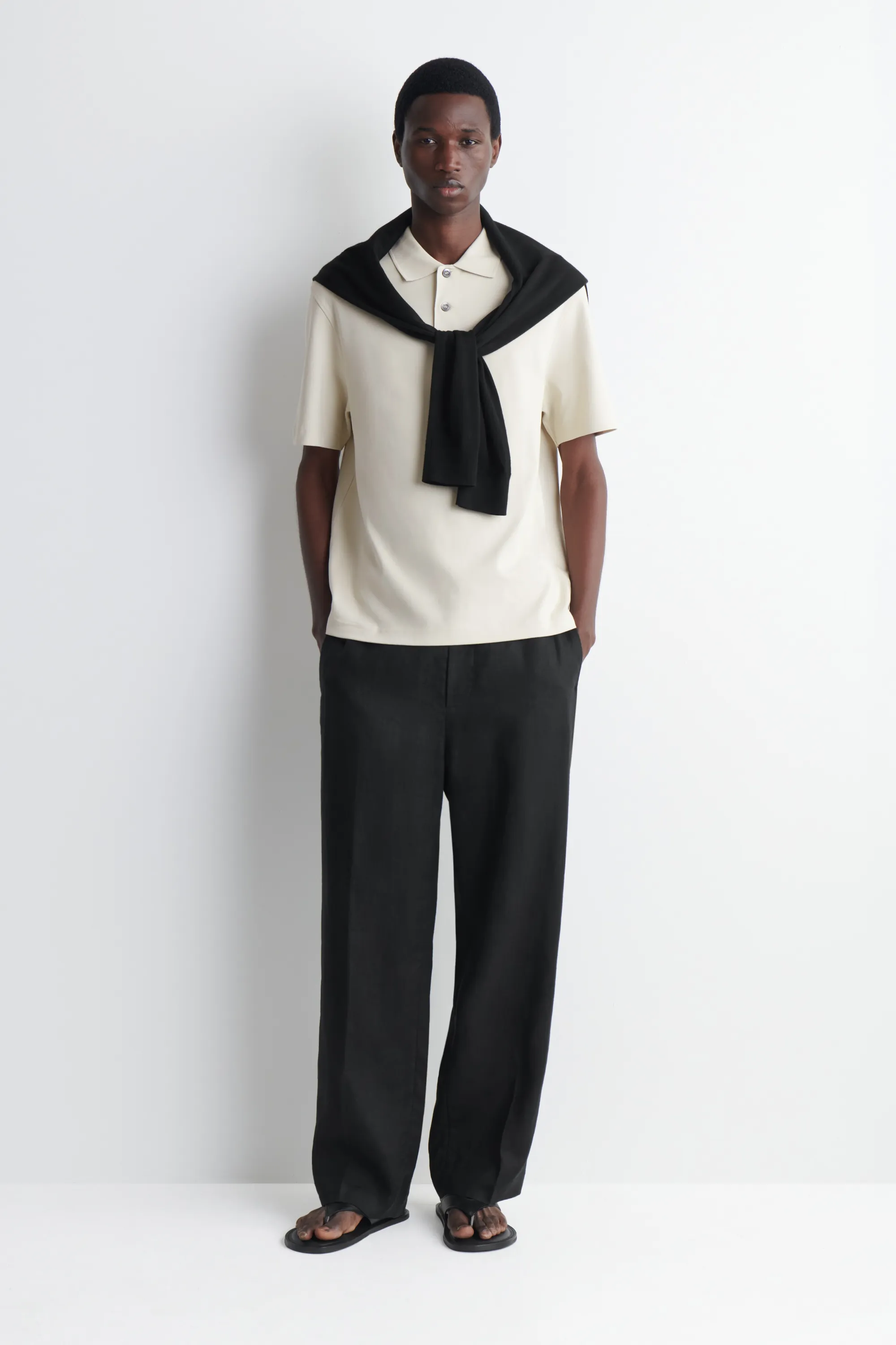 POLO EN COTON INTERLOCK - BEIGE CLAIR