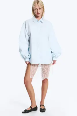 Chemise à manches ballon - Bleu clair — photo 1