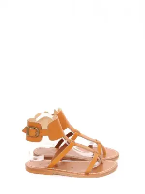 Sandales plates DELTA à bride cheville en cuir camel Prix boutique 235€  Taille 37 — photo 1