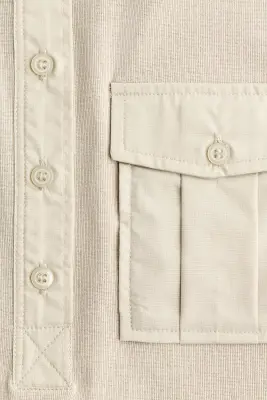 Top en coton pima avec col tunisien - Beige — photo 3