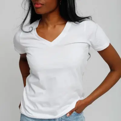 T-shirt Martine col V blanc — photo 3