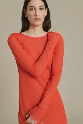 ROBE IRENE MINI ROUGE ORANGÉ — photo 2