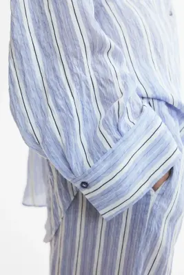 Chemise en crêpe - Bleu clair/rayé — photo 2