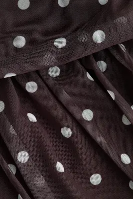Robe en mesh à effet drapé - Marron foncé/pois — photo 5
