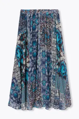 Jupe midi en voile imprimé