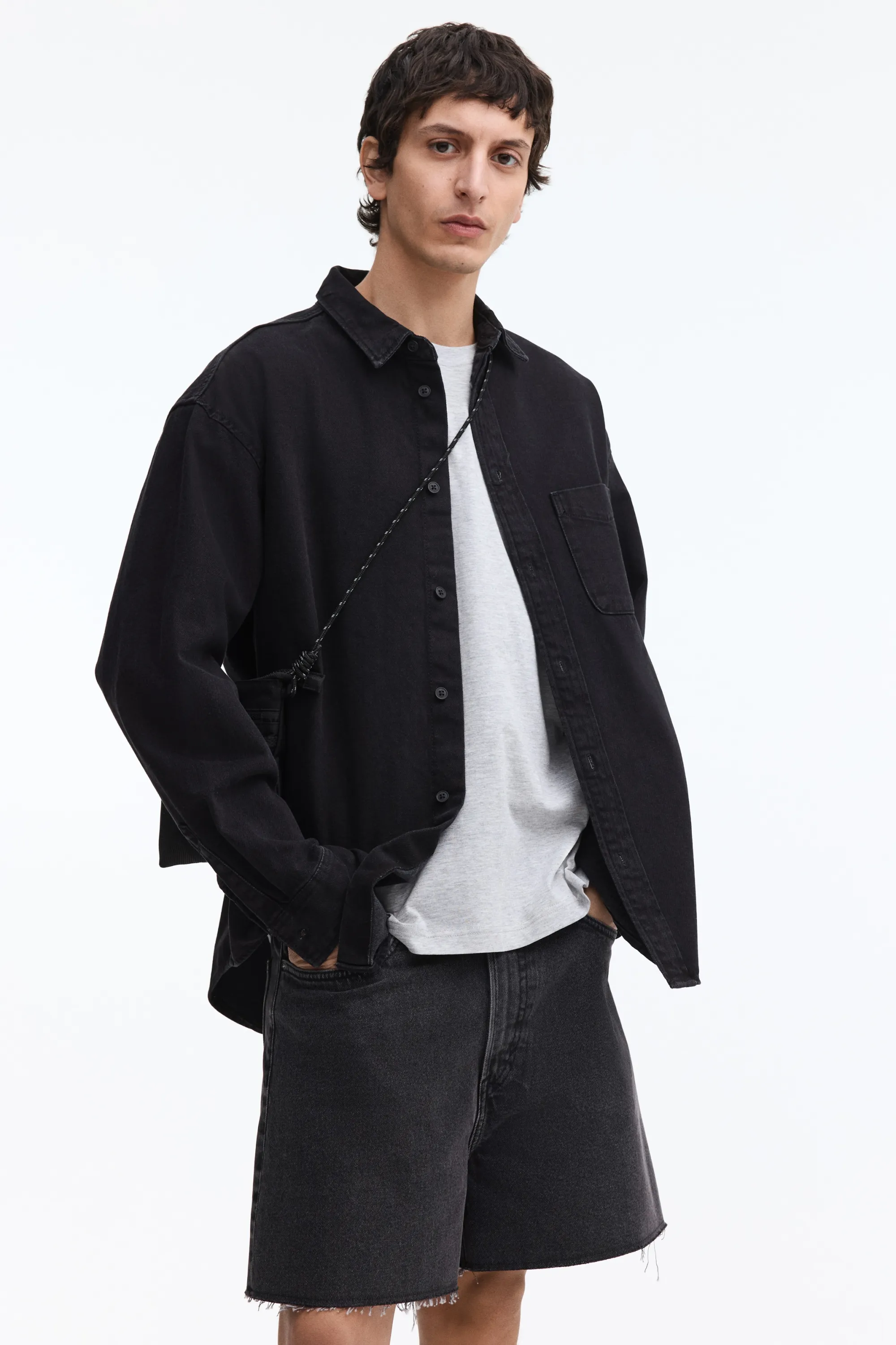 Short baggy court en denim - Noir denim