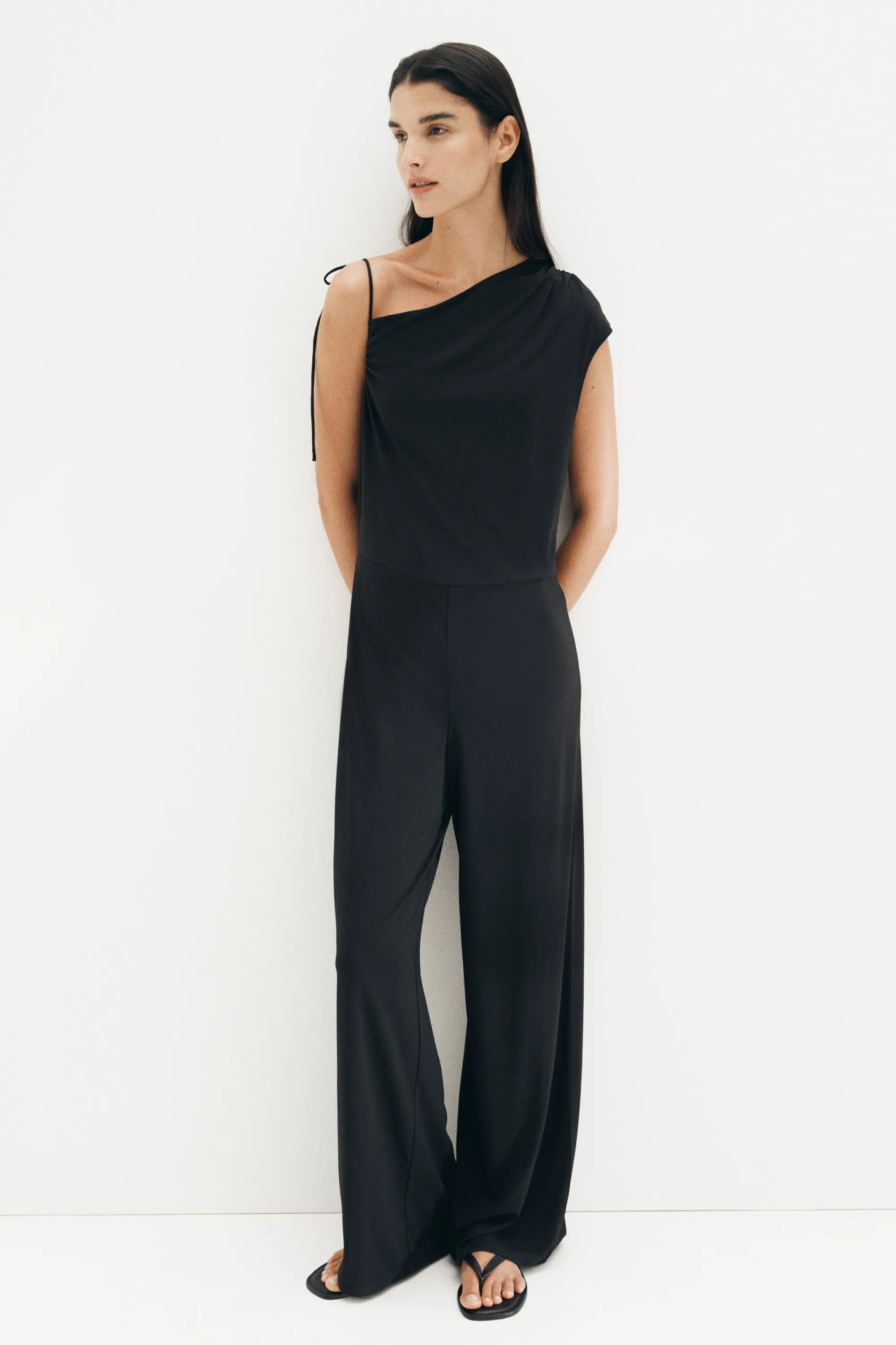 Combi-pantalon asymétrique en jersey - Noir