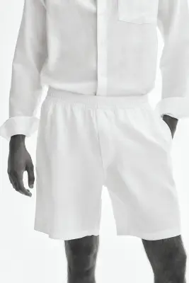 Short Relaxed Fit en lin - Blanc — photo 2