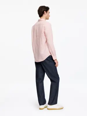 Chemise en lin classique - Rose poudré — photo 1