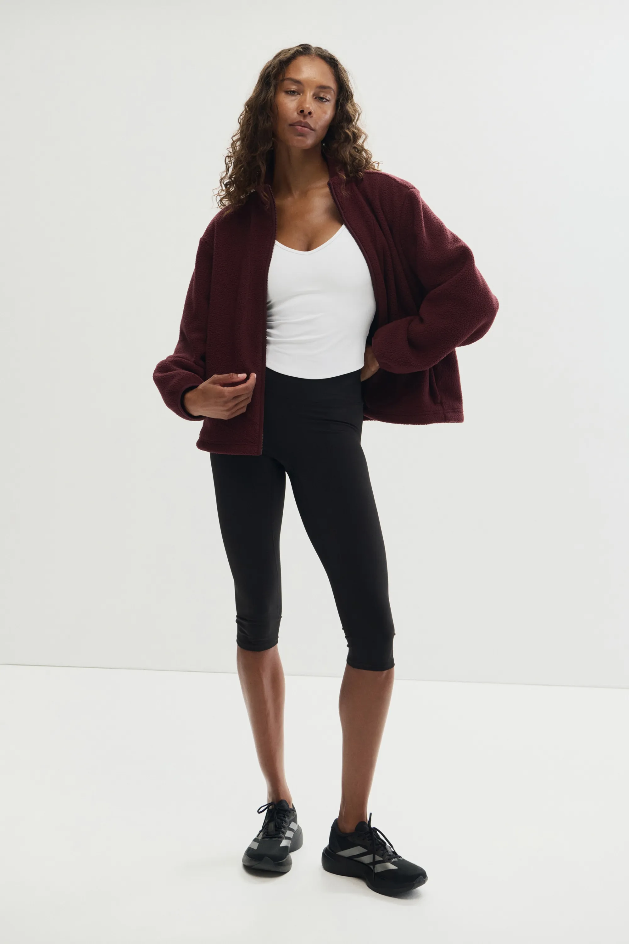 Veste de sport en tissu Teddy bear - Rouge cerise