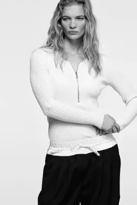 Pantalon en laine mélangée - Noir — photo 1