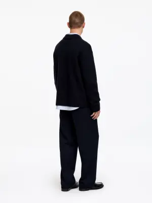 Pull polo en laine - Bleu foncé — photo 2