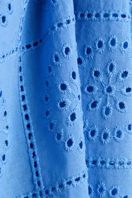 Robe en broderie anglaise avec bretelles à nouer - Bleu — photo 4