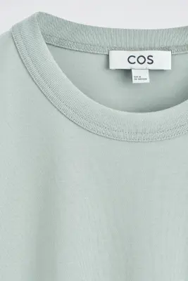 T-SHIRT À COL ROND EN COTON INTERLOCK - VERT CLAIR — photo 4