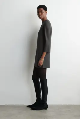 ROBE TAILLEUR COURTE EN JERSEY - GRIS FONCÉ — photo 1