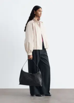 Veste froncée à col montant - Beige — photo 4