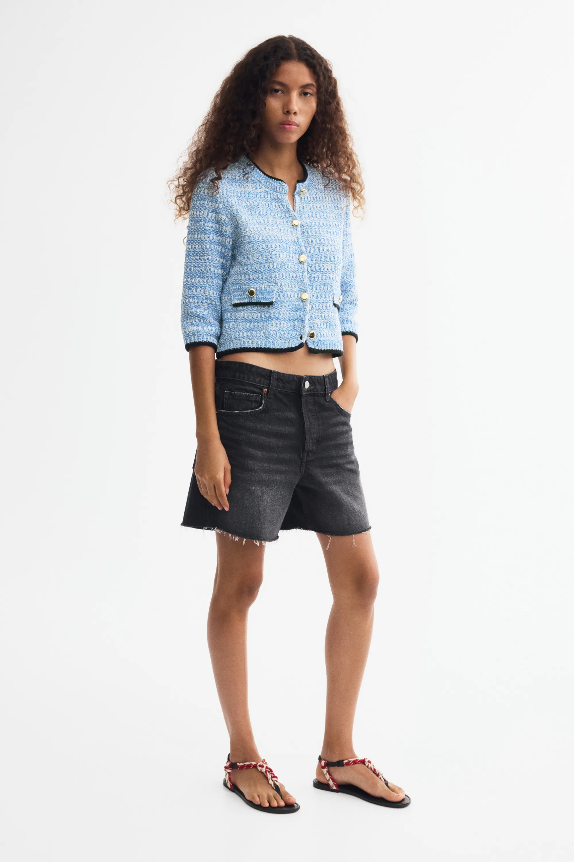 Gilet en maille texturée - Bleu