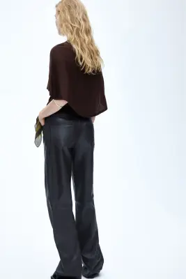 Top cape en maille fine - Marron foncé — photo 2