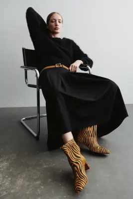 Bottines en cuir - Beige/imitation tigre — photo 2