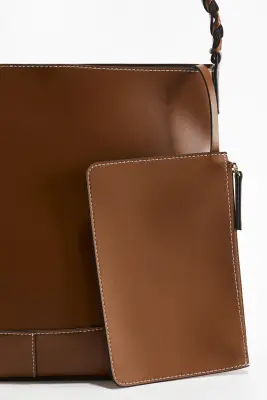 Sac avec bandoulière tressée - Marron — photo 2