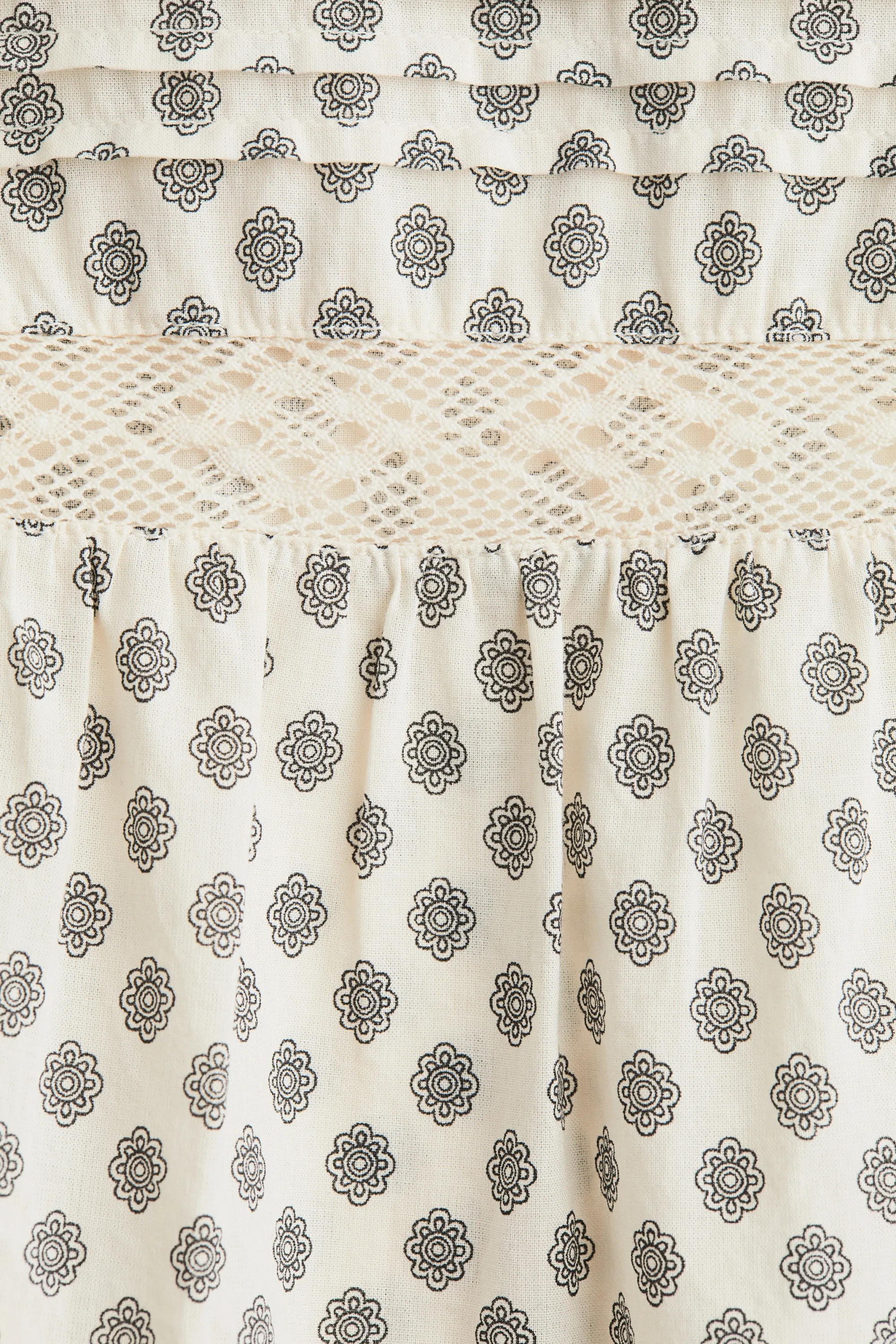 Blouse péplum avec dentelle - Beige clair/fleuri