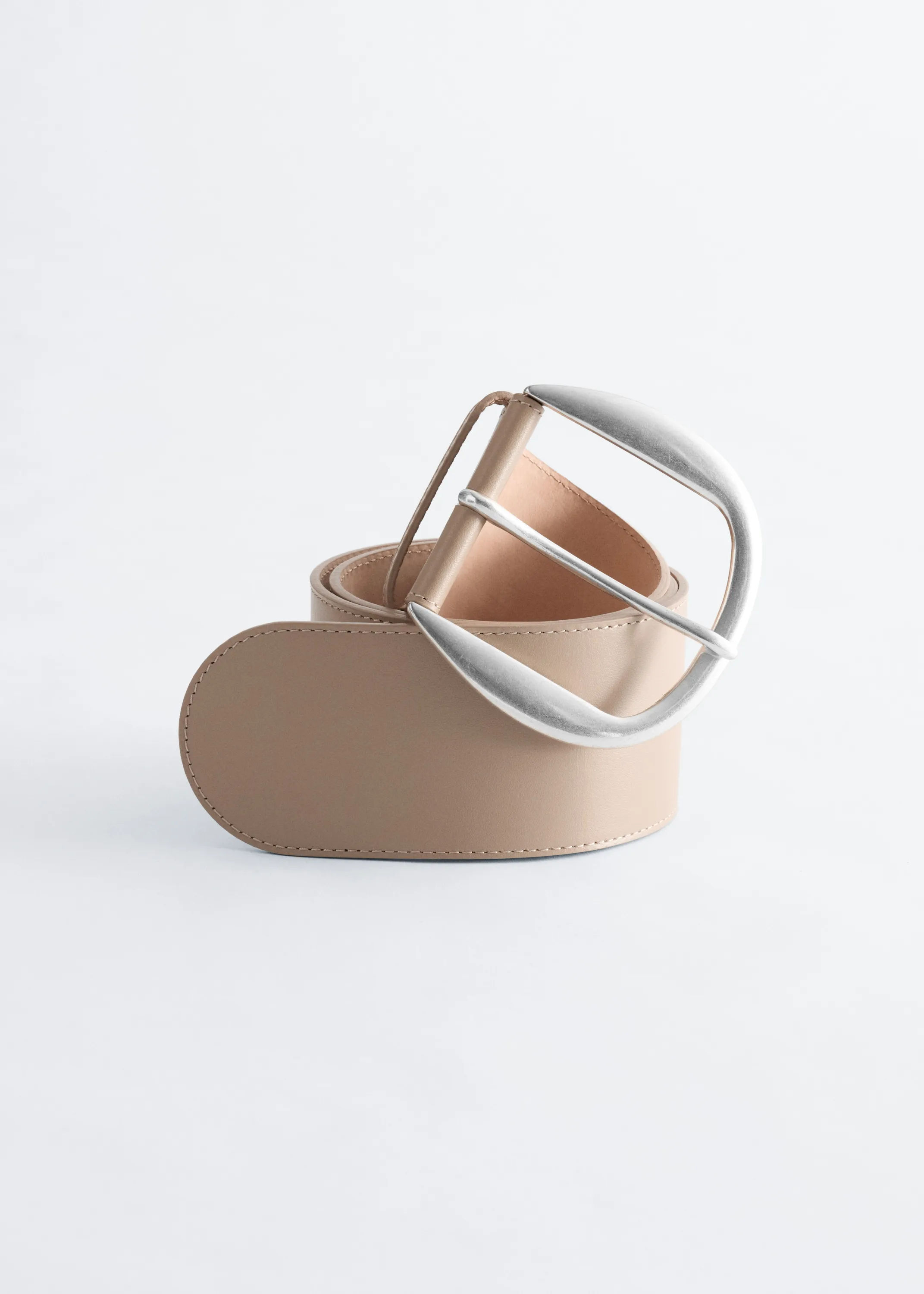 Ceinture large en cuir - Beige