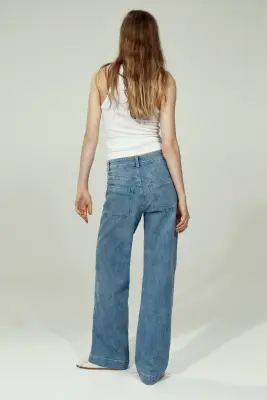 Wide High Jeans - Bleu denim clair — photo 4