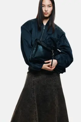 Jupe évasée en denim - Marron foncé/délavé — photo 1