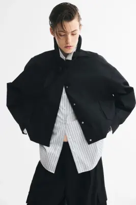Veste à col foulard avec base à effet boule - Noir — photo 1